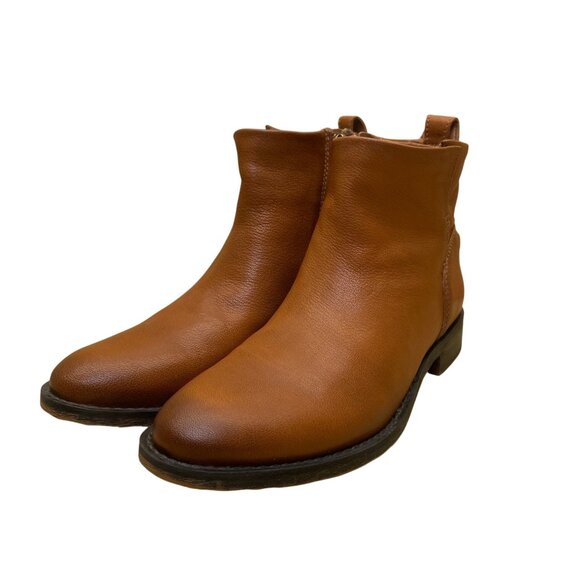 Franco Sarto Women’s Brown Leather Ankle Boots Side Zipper Size 8M - Picture 3 of 10